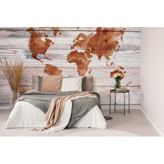 Samolepiaca tapeta mapa sveta na dreve