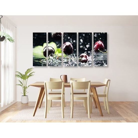 5-dielny obraz chutné šťavnaté čerešne