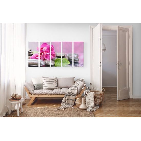 5-dielny obraz ukľudnujúca orchidea