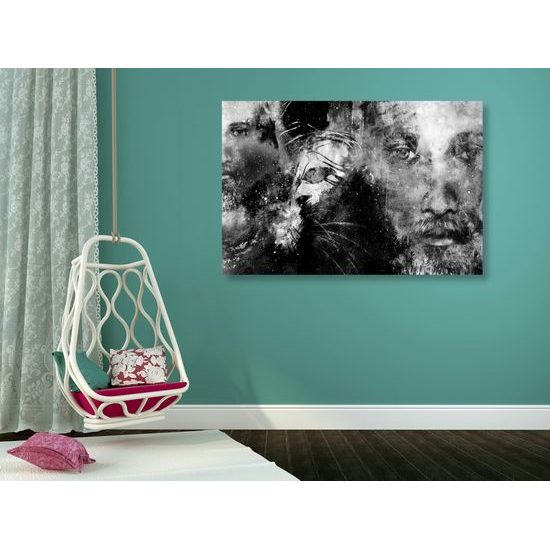 Obraz vševidiaci Ježiš v čiernobielom prevedení