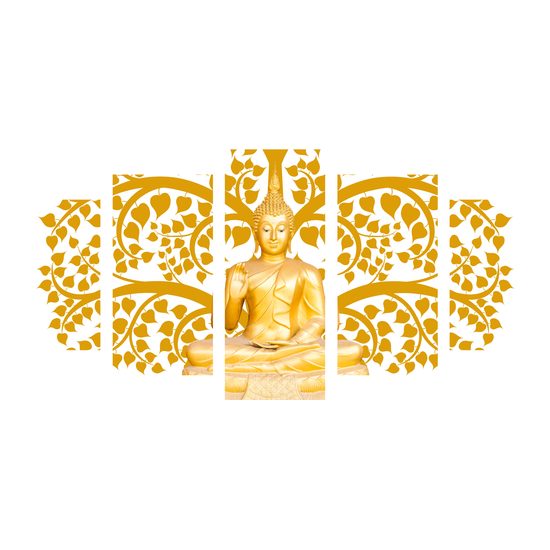 5-dielny obraz zlatá soška Budhu