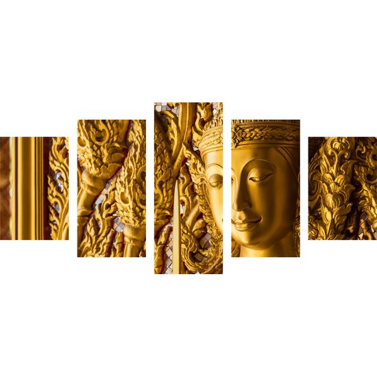 5-dielny obraz zlatý Budha
