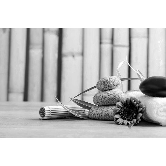 Krásna fototapeta meditačné zátišie v čiernobielom prevedení