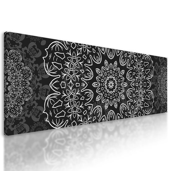 Obraz snehobiela Mandala s tmavým pozadím