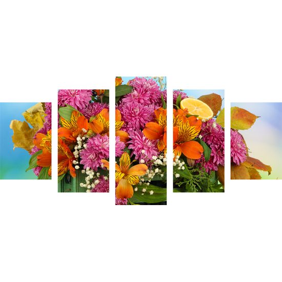 5-dielny obraz drevená debnička plná kvetov