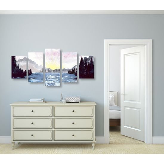 5-dielny obraz maľovaná horská krajinka