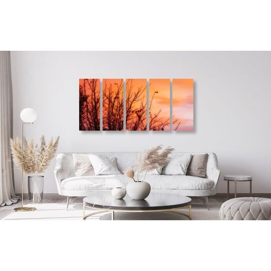 5-dielny obraz oranžová obloha