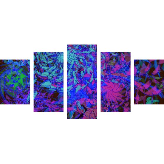 5-dielny obraz nevšedná abstrakcia v futuristickom prevedení