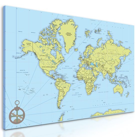 Obraz mapa v žlto-modrom prevedení