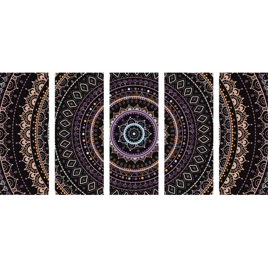 5-dielny obraz zaujímavá Mandala vo fialových farbách