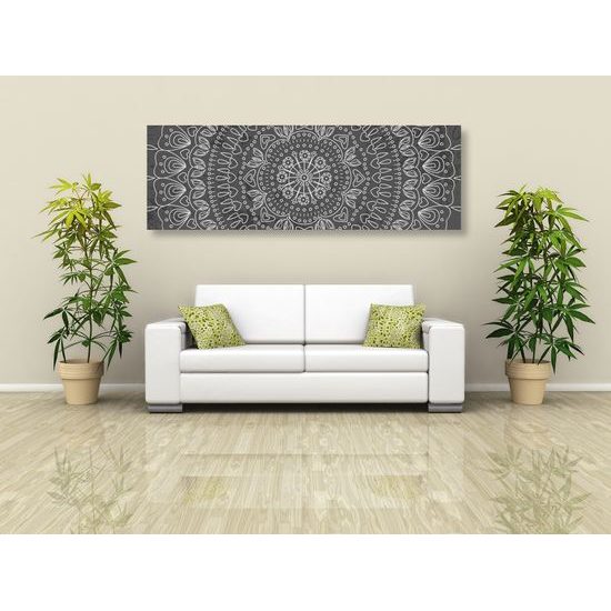 Obraz umelecká Mandala v čiernobielom prevedení
