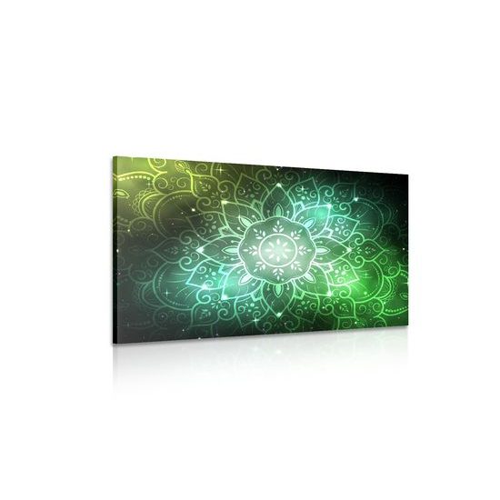 Obraz Mandala s vesmírnym pozadím v zelenom prevedení