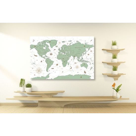 Obraz zelená mapa sveta