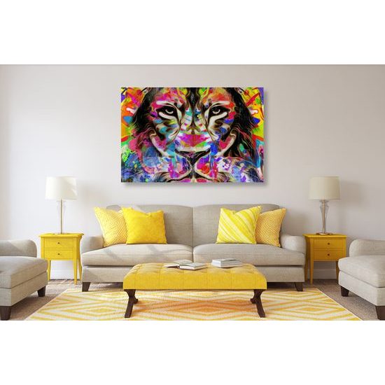 Obraz lev v pestrofarebných farbách