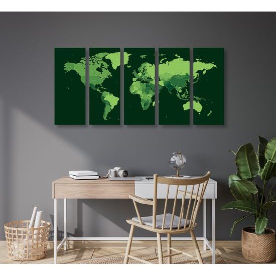 5-dielny obraz mapa štátov v zelenom prevedení
