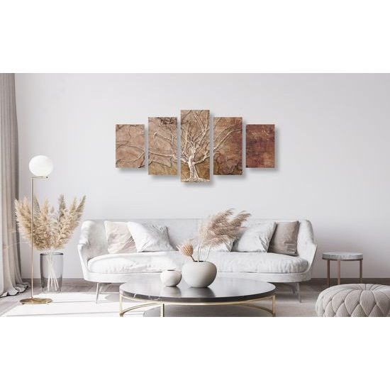 5-dielny obraz koruna stromu na dreve