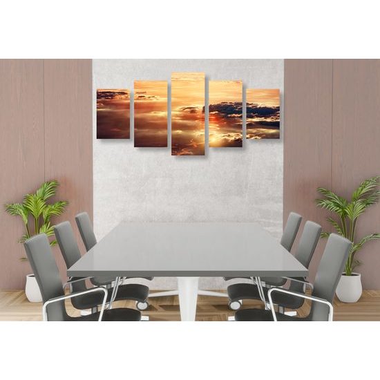 5-dielny obraz západ slnka za oblakmi