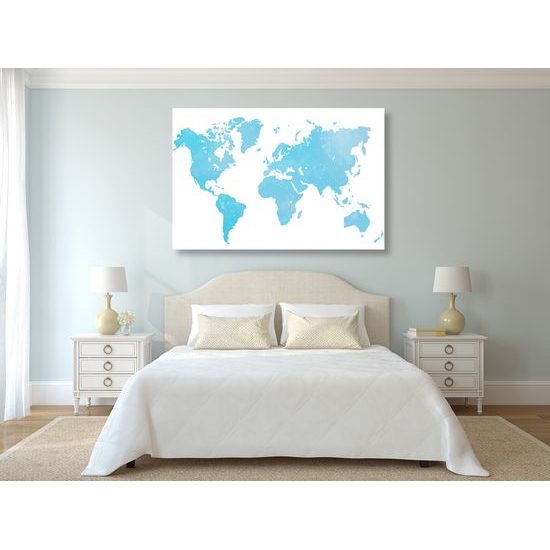 Obraz zaujímavá mapa sveta v modrom prevedení
