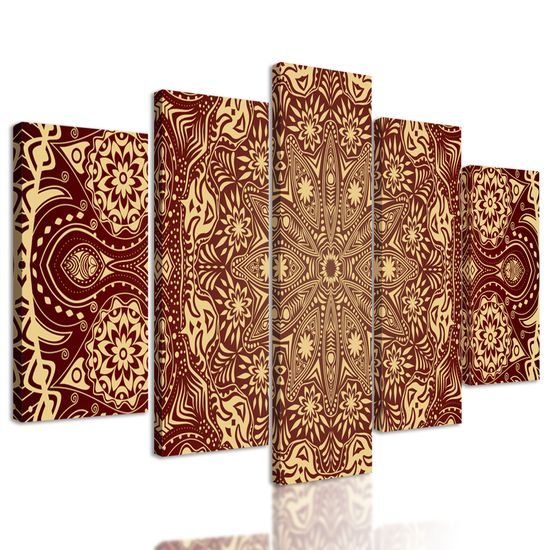 5-dielny obraz bordová luxusná Mandala