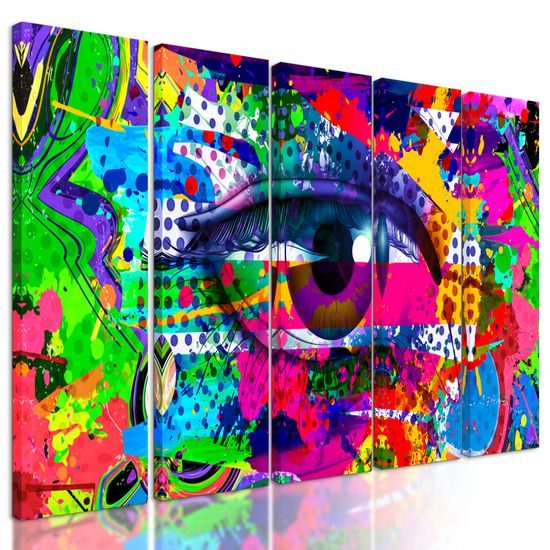 5-dielny obraz pop-art abstrakcia oka