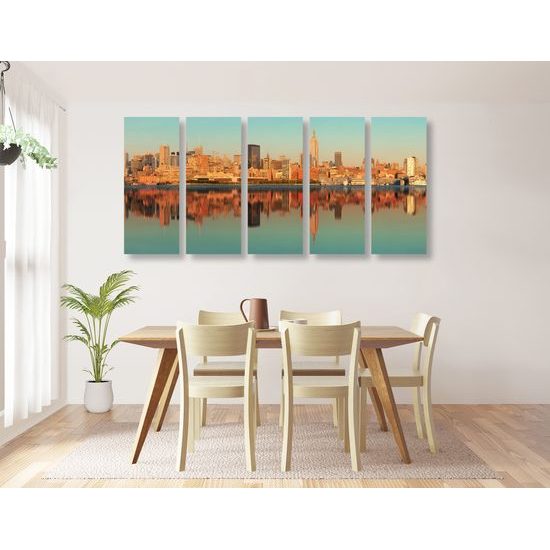 5-dielny obraz panoráma magického New Yorku