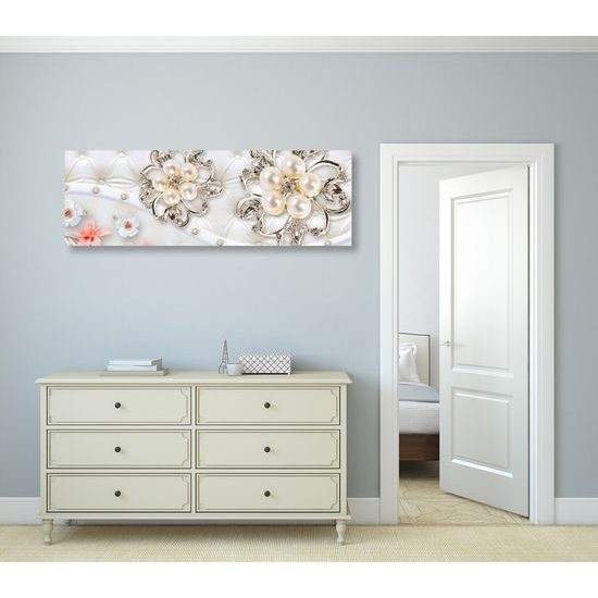 Obraz luxusné perly s kvetmi