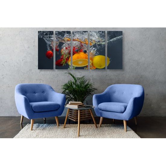 5-dielny obraz ovocie ponorené vo vode