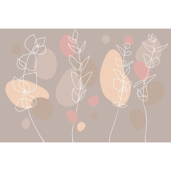 Tapeta minimalistické rastlinky v zemitých farbách