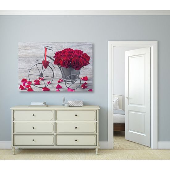 Obraz krásna kytica ruží v železnom črepníku