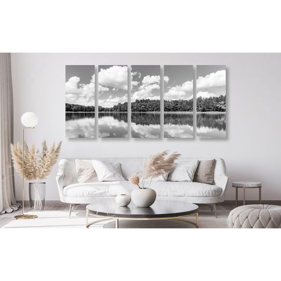 5-dielny obraz krásy prírody v čiernobielom prevedení