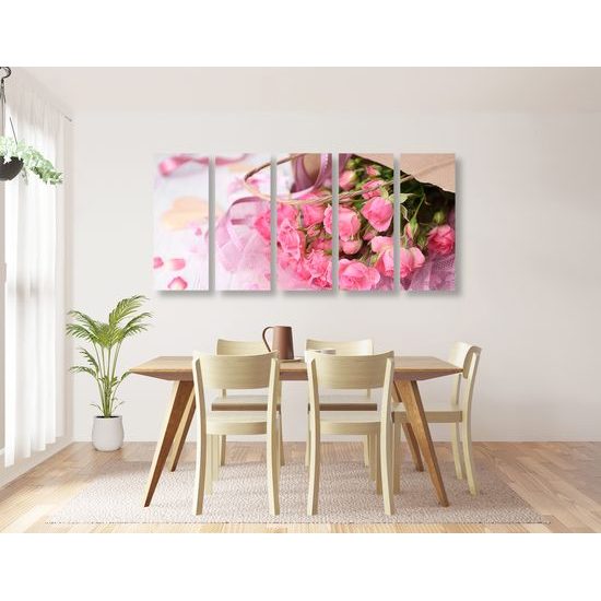 5-dielny obraz ružové lupene ruží