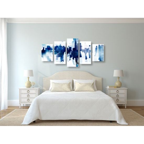 5-dielny obraz odrazy ľudí v rušnom meste