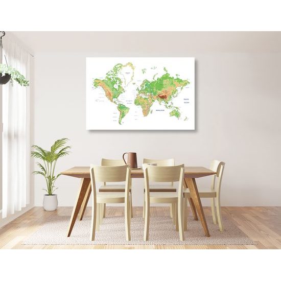 Obraz geografická mapa sveta