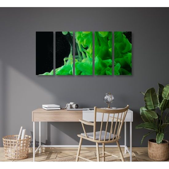 5-dielny obraz zelený dym