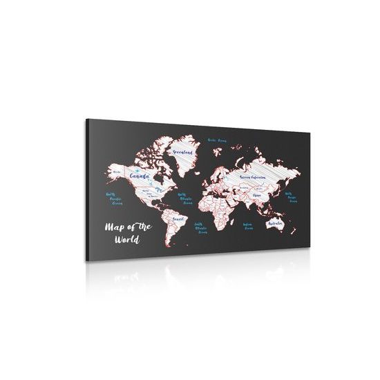 Obraz moderná mapa v bielo-červenom prevedení