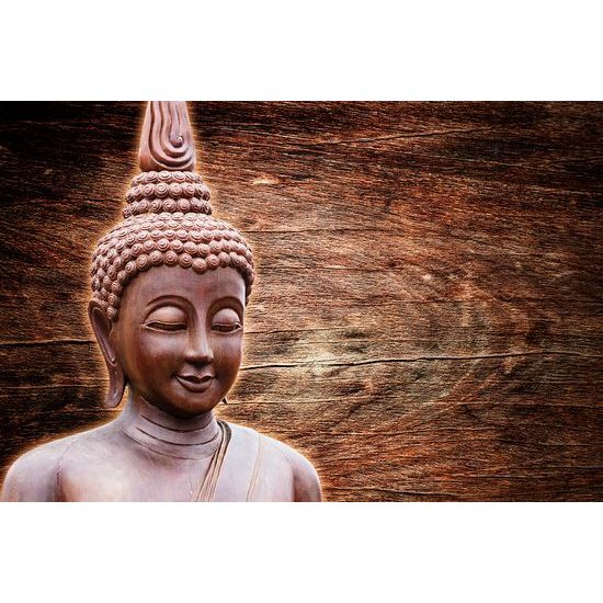 Samolepiaca fototapeta Budha pri drevenom pozadí