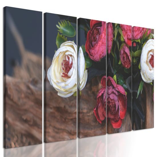 5-dielny obraz romantické kvety