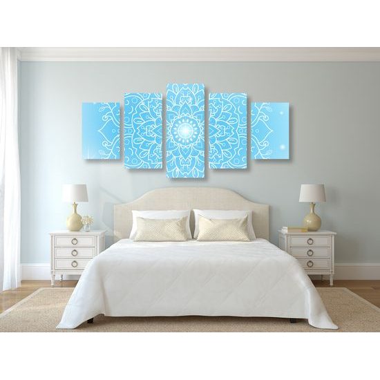 5-dielny obraz magická snehobiela Mandala