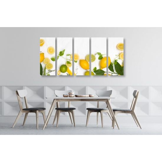 5-dielny obraz citrónové a limetkové zátišie