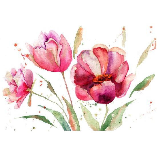 Jedinečná samolepiaca tapeta maľované tulipány