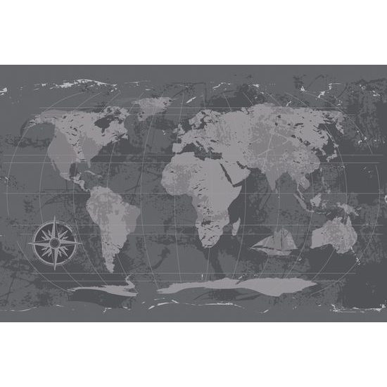 Samolepiaca tapeta historická mapa sveta v čiernobielom prevedení