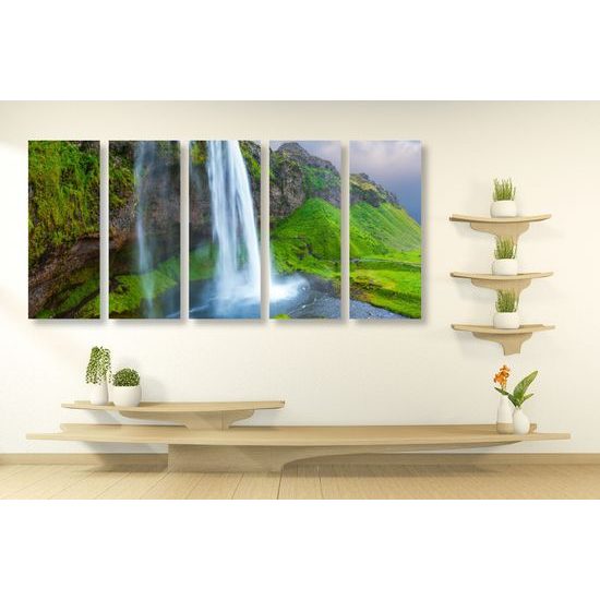 5-dielny obraz nádherný horský vodopád