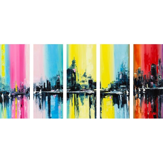 5-dielny obraz farebné mesto