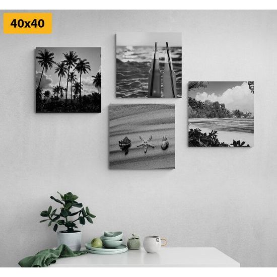 Set obrazov čiernobiele spomienky na letnú dovolenku