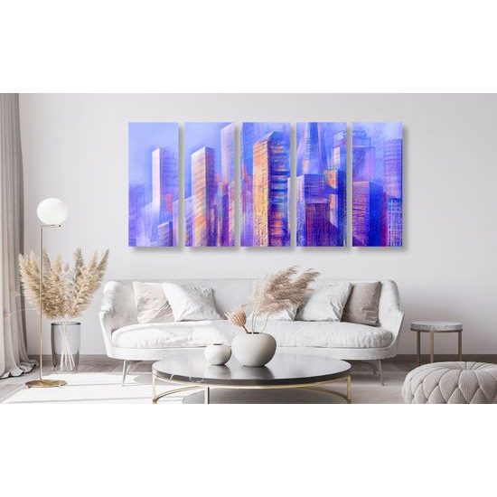 5-dielny obraz rušné veľkomesto