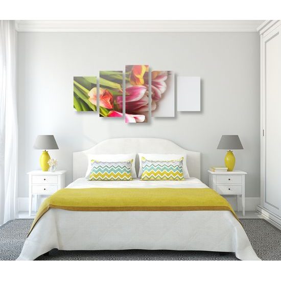 5-dielny obraz nádherne sfarbené tulipány
