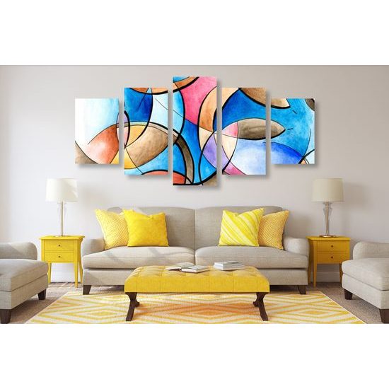 5-dielny obraz zobrazenie tvarov v abstraktnom prevedení