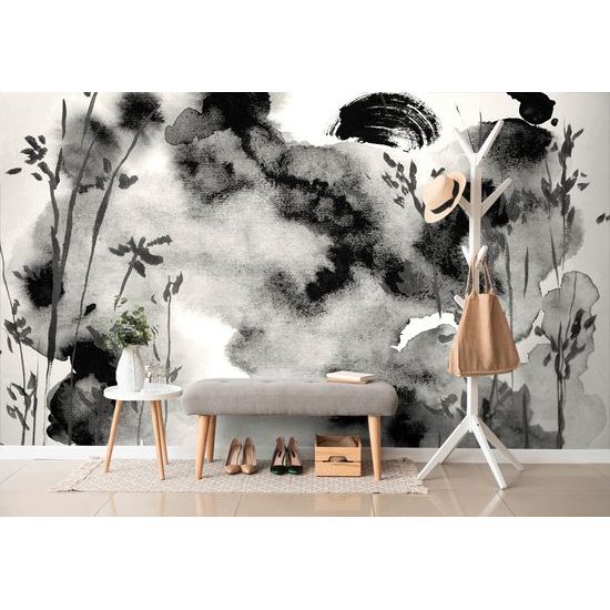 Samolepiaca tapeta čiernobiela obloha v akvarelovom prevedení