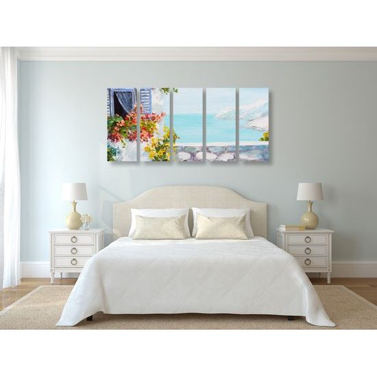 5-dielny obraz maľované Santoríni