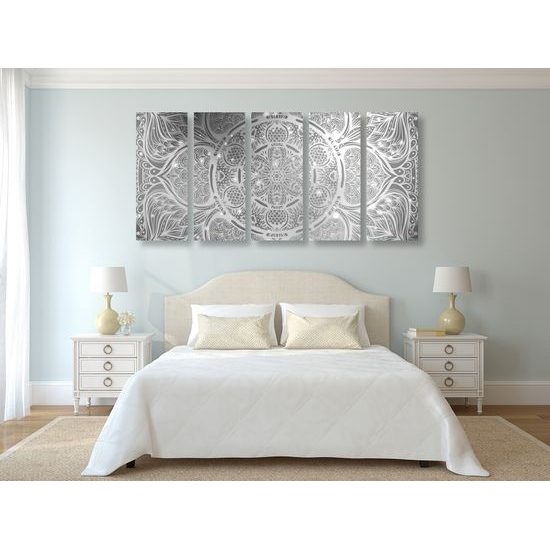 5-dielny obraz čiernobiela galaktická Mandala